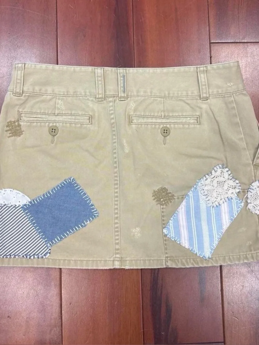 Girls size 16 Ralph Lauren vintage patchwork khaki miniskirt- rare find
